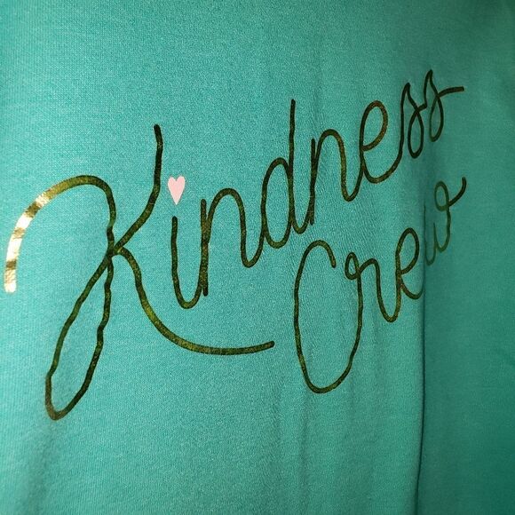CAT & JACK TEAL BLUE KINDNESS CREW GRAPHIC PULLOVER SWEATSHIRT SIZE XL 14/16 - Picture 2 of 5